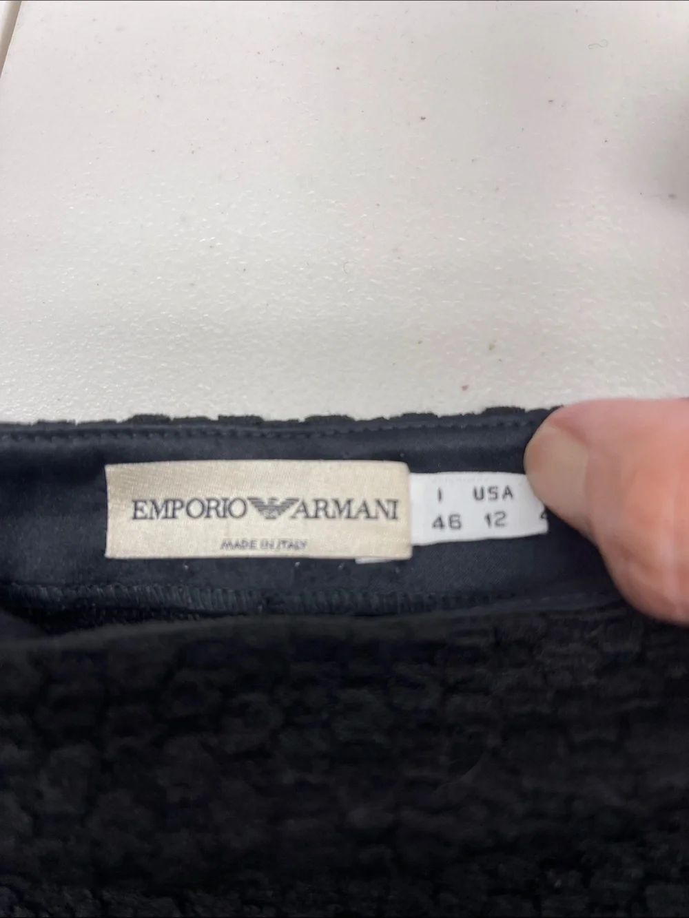 Emporio Armani Black Textured Skater Skirt. Size 12